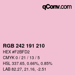 カラーコード: RGB 242 191 210 | qconv.com