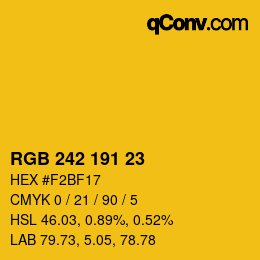 Color code: RGB 242 191 23 | qconv.com