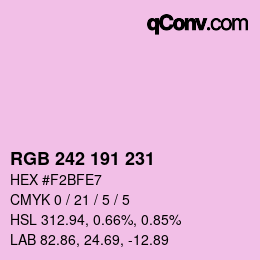 Color code: RGB 242 191 231 | qconv.com