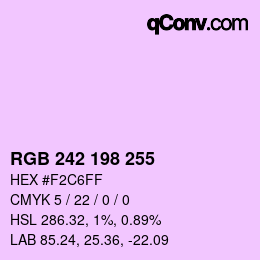 Color code: RGB 242 198 255 | qconv.com