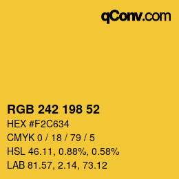 Color code: RGB 242 198 52 | qconv.com