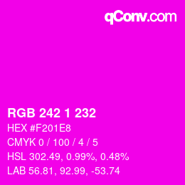 Color code: RGB 242 1 232 | qconv.com