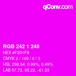 Color code: RGB 242 1 248 | qconv.com
