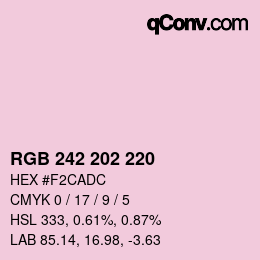 Code couleur: RGB 242 202 220 | qconv.com