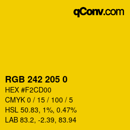 Color code: RGB 242 205 0 | qconv.com