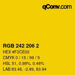 カラーコード: RGB 242 206 2 | qconv.com