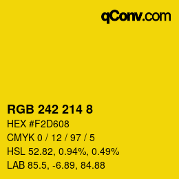 Color code: RGB 242 214 8 | qconv.com