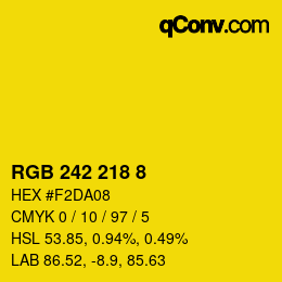 カラーコード: RGB 242 218 8 | qconv.com