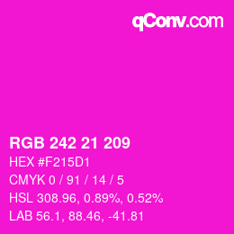 Color code: RGB 242 21 209 | qconv.com