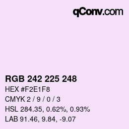 Color code: RGB 242 225 248 | qconv.com