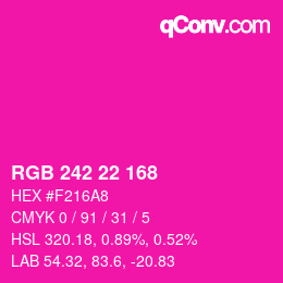カラーコード: RGB 242 22 168 | qconv.com