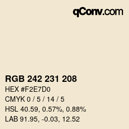 Código de color: RGB 242 231 208 | qconv.com