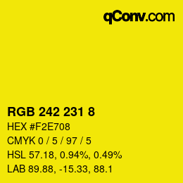 Color code: RGB 242 231 8 | qconv.com