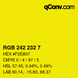 Color code: RGB 242 232 7 | qconv.com