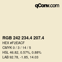 カラーコード: RGB 242 234.4 207.4 | qconv.com
