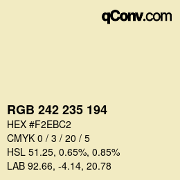 Código de color: RGB 242 235 194 | qconv.com