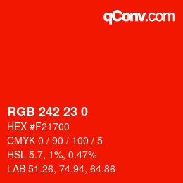 カラーコード: RGB 242 23 0 | qconv.com