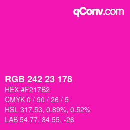 颜色代码: RGB 242 23 178 | qconv.com