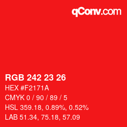 颜色代码: RGB 242 23 26 | qconv.com