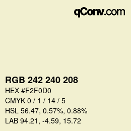 Color code: RGB 242 240 208 | qconv.com