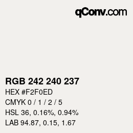 Code couleur: RGB 242 240 237 | qconv.com
