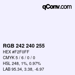 Color code: RGB 242 240 255 | qconv.com