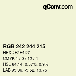 Color code: RGB 242 244 215 | qconv.com
