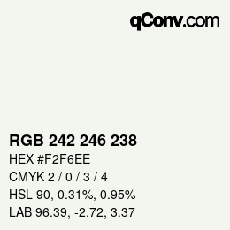 Color code: RGB 242 246 238 | qconv.com