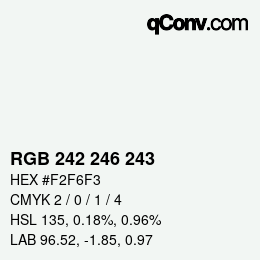 Color code: RGB 242 246 243 | qconv.com