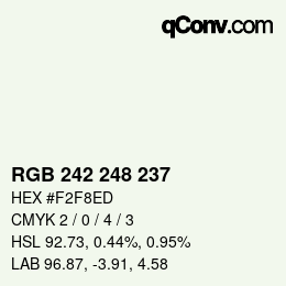 Color code: RGB 242 248 237 | qconv.com