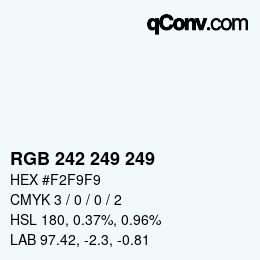 Color code: RGB 242 249 249 | qconv.com