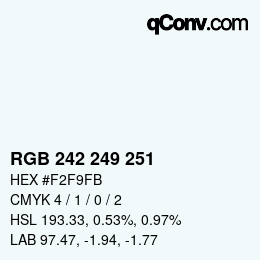 Color code: RGB 242 249 251 | qconv.com