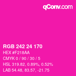 颜色代码: RGB 242 24 170 | qconv.com