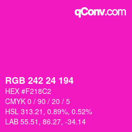 颜色代码: RGB 242 24 194 | qconv.com