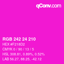 颜色代码: RGB 242 24 210 | qconv.com