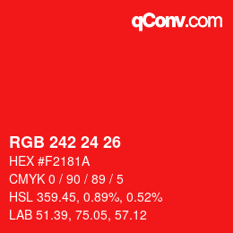 Color code: RGB 242 24 26 | qconv.com