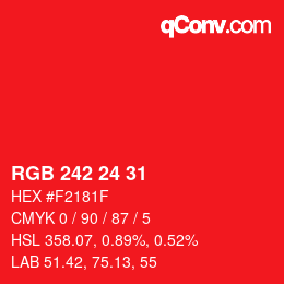 颜色代码: RGB 242 24 31 | qconv.com