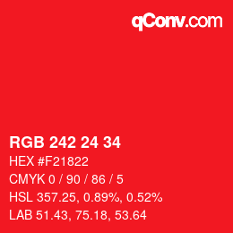 颜色代码: RGB 242 24 34 | qconv.com