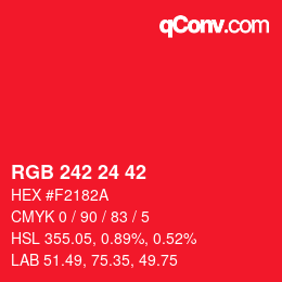 颜色代码: RGB 242 24 42 | qconv.com