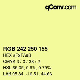 Color code: RGB 242 250 155 | qconv.com