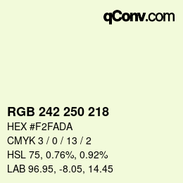 Código de color: RGB 242 250 218 | qconv.com