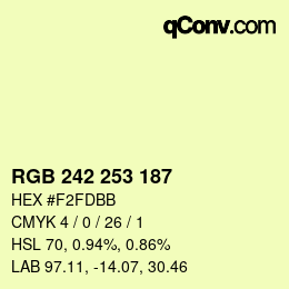 Color code: RGB 242 253 187 | qconv.com