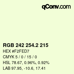 カラーコード: RGB 242 254.2 215 | qconv.com