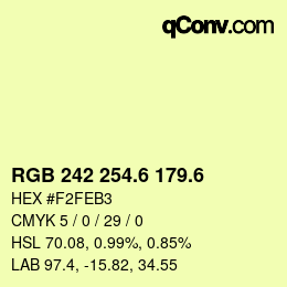 カラーコード: RGB 242 254.6 179.6 | qconv.com