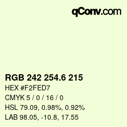 カラーコード: RGB 242 254.6 215 | qconv.com