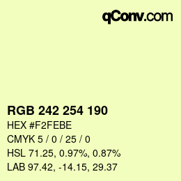 Código de color: RGB 242 254 190 | qconv.com