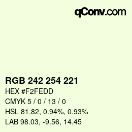 Color code: RGB 242 254 221 | qconv.com