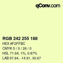 Color code: RGB 242 255 188 | qconv.com