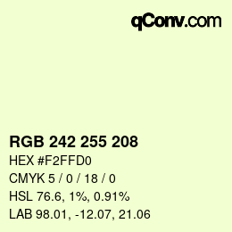 颜色代码: RGB 242 255 208 | qconv.com