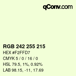 Color code: RGB 242 255 215 | qconv.com